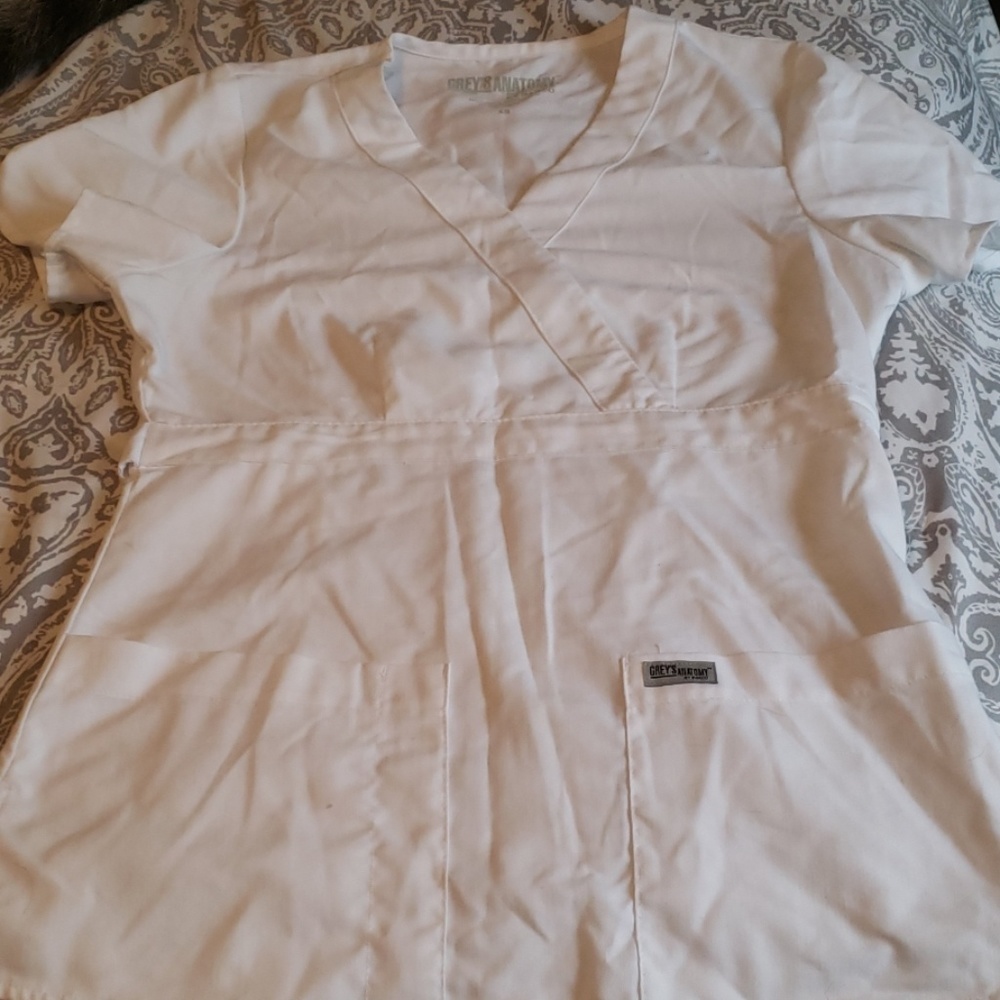 White scrub top